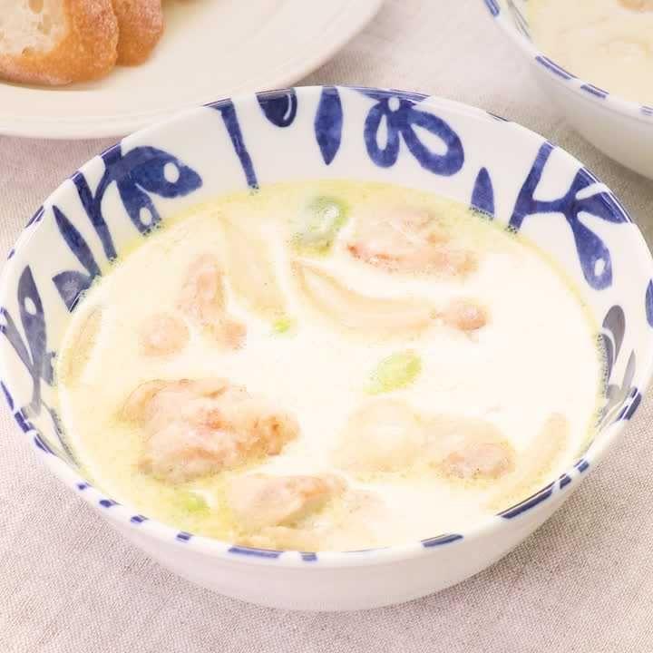 あと引くおいしさ！そら豆と鶏肉のクリーム煮